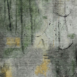 HomeRoots 5' Modern Pewter and Gold Abstract Area Rug - Washable Indoor/Outdoor Design for Versatile Spaces 629732