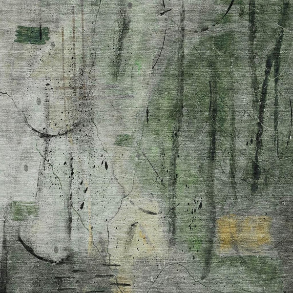HomeRoots 9' X 12' Modern Pewter and Gold Abstract Washable Rug for Indoor/Outdoor Versatile Living Spaces 629735