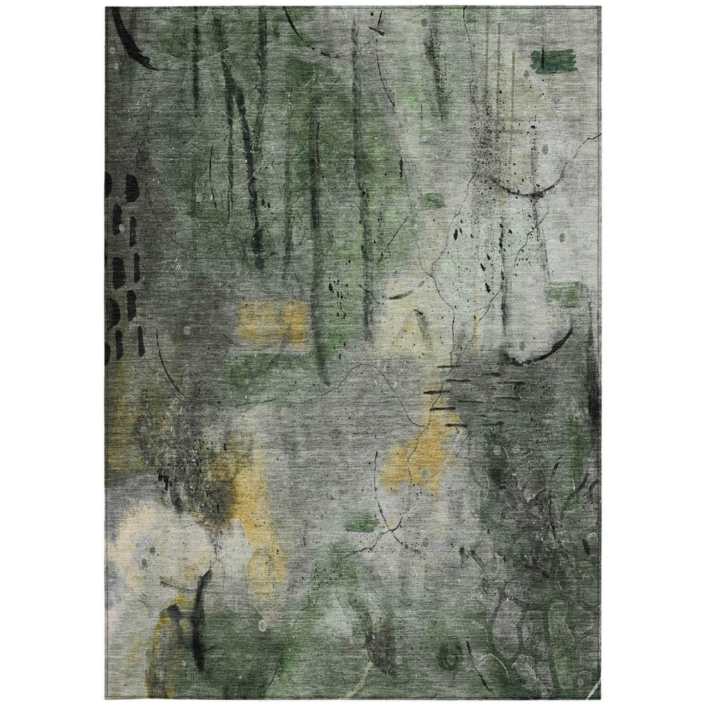 HomeRoots 10' X 14' Pewter and Gold Abstract Washable Area Rug – Stylish, Durable, Indoor/Outdoor Versatility! 629736
