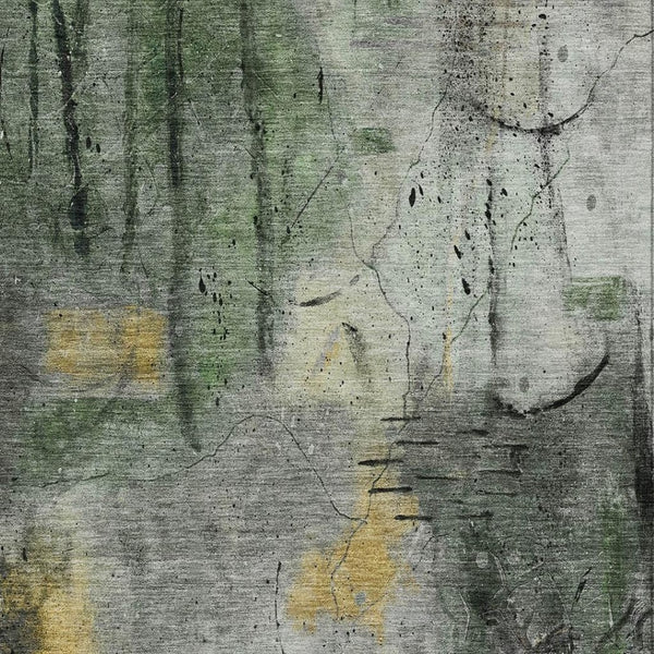 HomeRoots 10' X 14' Pewter and Gold Abstract Washable Area Rug – Stylish, Durable, Indoor/Outdoor Versatility! 629736