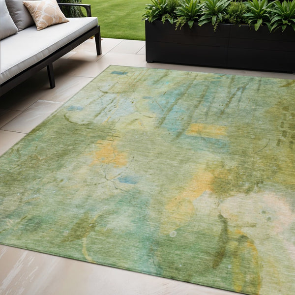 HomeRoots 5' X 8' Sage and Gold Abstract Area Rug - Stylish, Washable, Durable for Indoor & Outdoor Spaces! 629738