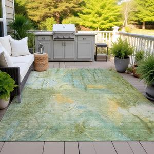 HomeRoots 5' X 8' Sage and Gold Abstract Area Rug - Stylish, Washable, Durable for Indoor & Outdoor Spaces! 629738