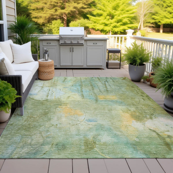 HomeRoots 5' X 8' Sage and Gold Abstract Area Rug - Stylish, Washable, Durable for Indoor & Outdoor Spaces! 629738