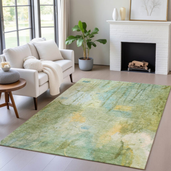 HomeRoots 5' X 8' Sage and Gold Abstract Area Rug - Stylish, Washable, Durable for Indoor & Outdoor Spaces! 629738
