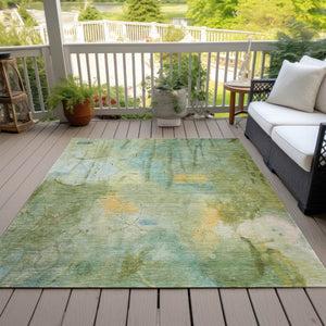 HomeRoots 5' X 8' Sage and Gold Abstract Area Rug - Stylish, Washable, Durable for Indoor & Outdoor Spaces! 629738