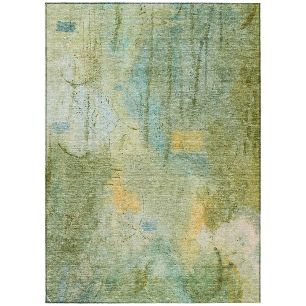 HomeRoots 8' X 10' Sage and Gold Abstract Area Rug – Washable, Durable, Stylish for Indoor and Outdoor Use 629740