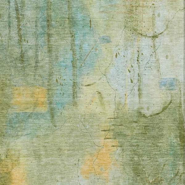 HomeRoots 9' X 12' Sage and Gold Abstract Area Rug - Washable, Durable, Stylish for Indoor and Outdoor Spaces 629741