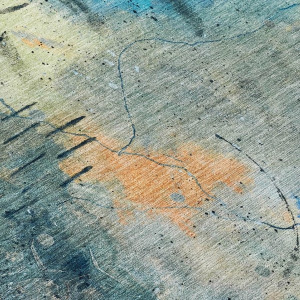 HomeRoots 5' X 8' Teal Blue & Gold Abstract Area Rug - Washable, Stain-Resistant for Indoor & Outdoor Use! 629744