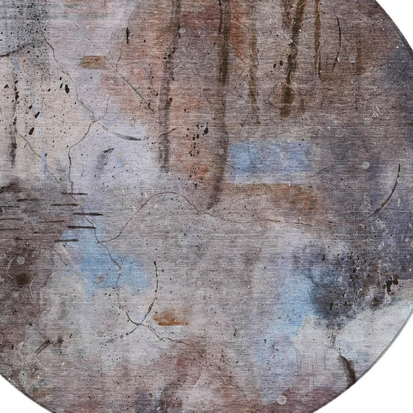 HomeRoots 8' Taupe and Brown Round Area Rug - Stylish, Washable, Durable for Indoor & Outdoor Spaces, Modern Design 629751