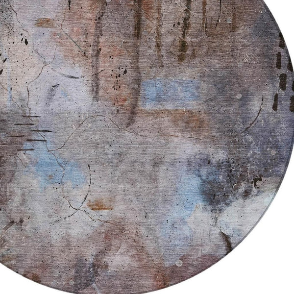 HomeRoots 8' Taupe and Brown Round Area Rug - Stylish, Washable, Durable for Indoor & Outdoor Spaces, Modern Design 629751