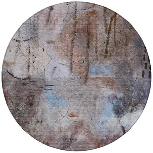 HomeRoots 8' Taupe and Brown Round Area Rug - Stylish, Washable, Durable for Indoor & Outdoor Spaces, Modern Design 629751