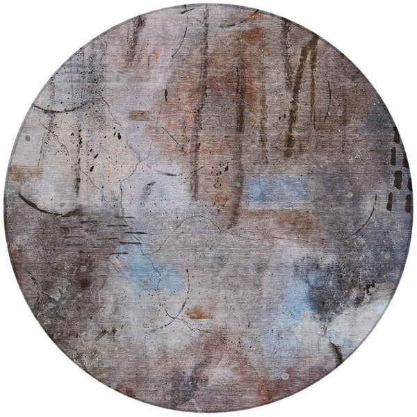 HomeRoots 8' Taupe and Brown Round Area Rug - Stylish, Washable, Durable for Indoor & Outdoor Spaces, Modern Design 629751