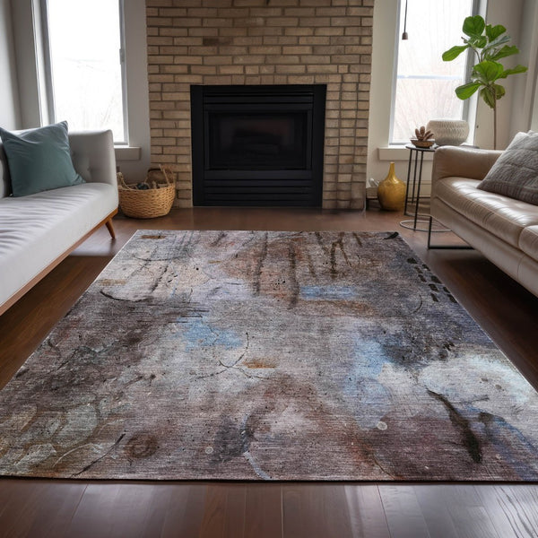 HomeRoots 8' X 10' Taupe and Brown Abstract Washable Area Rug - Versatile Indoor/Outdoor Style for Any Space! 629752