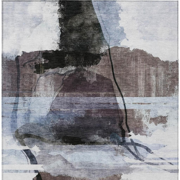 HomeRoots 5' X 8' Brown and Ivory Abstract Area Rug - Durable, Washable Design for Indoor & Outdoor Spaces 629756
