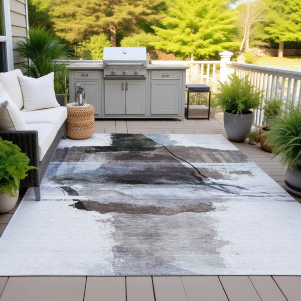 HomeRoots 5' X 8' Brown and Ivory Abstract Area Rug - Durable, Washable Design for Indoor & Outdoor Spaces 629756