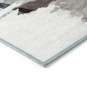 HomeRoots 8' Round Abstract Area Rug in Brown & Ivory – Stylish, Washable, Durable for Indoor & Outdoor Use! 629757