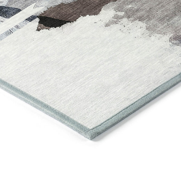 HomeRoots 8' Round Abstract Area Rug in Brown & Ivory – Stylish, Washable, Durable for Indoor & Outdoor Use! 629757