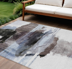 HomeRoots 10' X 14' Abstract Brown and Ivory Washable Rug - Durable Indoor/Outdoor Design for Every Space! 629760