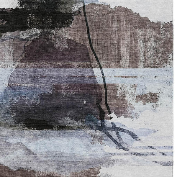 HomeRoots 10' X 14' Abstract Brown and Ivory Washable Rug - Durable Indoor/Outdoor Design for Every Space! 629760