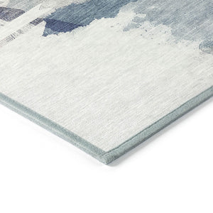 HomeRoots 8' X 10' Blue and Ivory Abstract Area Rug - Stylish, Washable, Indoor/Outdoor, Stain-Resistant Design! 629764