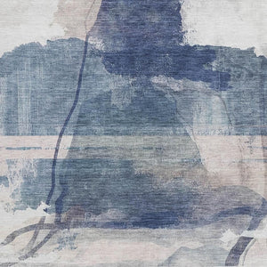 HomeRoots 9' x 12' Blue and Ivory Abstract Washable Rug for Indoor/Outdoor Use - Durable, Stylish & Easy Care 629765