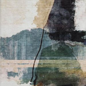 HomeRoots 9' X 12' Green and Ivory Abstract Area Rug - Stylish, Washable, Durable for Indoor & Outdoor Use 629771