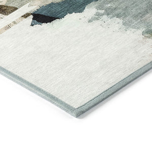 HomeRoots 9' X 12' Green and Ivory Abstract Area Rug - Stylish, Washable, Durable for Indoor & Outdoor Use 629771