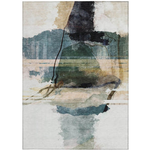 HomeRoots 9' X 12' Green and Ivory Abstract Area Rug - Stylish, Washable, Durable for Indoor & Outdoor Use 629771