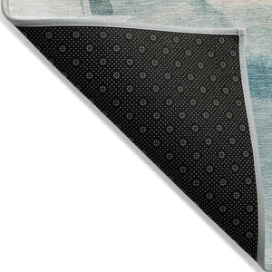 HomeRoots 8' Teal Blue and Ivory Round Rug - Stylish, Washable Indoor/Outdoor Area Rug for Modern Spaces 629775