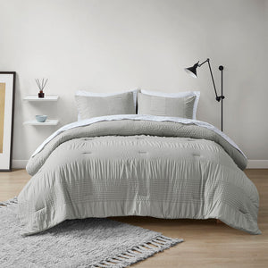 Madison Park Essentials Nimbus Casual 5 Piece Comforter Set with Bed Sheets MPE10-956 Grey