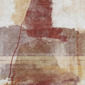 HomeRoots 5' Terra Cotta and Ivory Abstract Washable Area Rug for Indoor/Outdoor Use - Durable, Stylish & Easy Care 629780