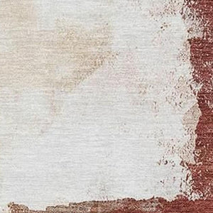 HomeRoots 8' X 10' Terra Cotta & Ivory Abstract Washable Rug for Indoor/Outdoor Spaces - Durable & Stylish! 629782