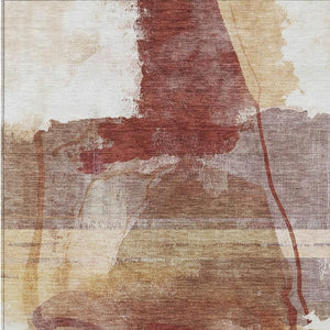 HomeRoots 8' X 10' Terra Cotta & Ivory Abstract Washable Rug for Indoor/Outdoor Spaces - Durable & Stylish! 629782