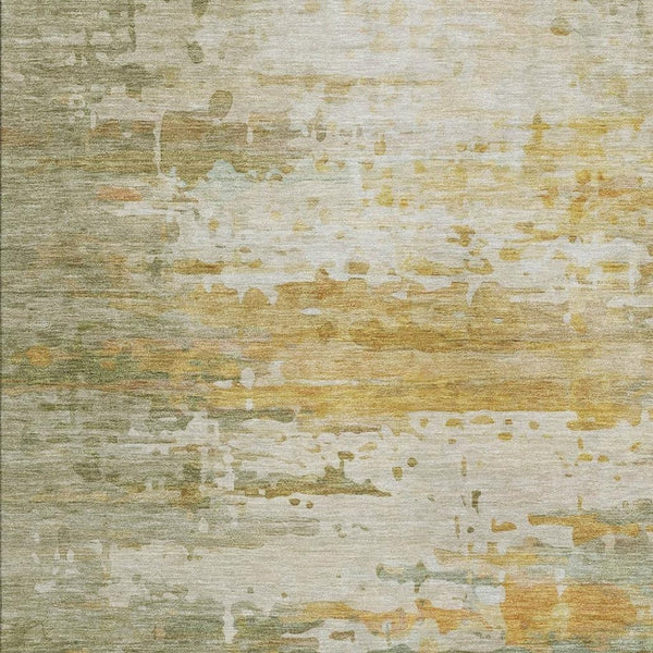 HomeRoots 8' X 10' Artichoke Green & Gold Abstract Washable Area Rug – Stylish, Durable for Indoor & Outdoor Use 629788