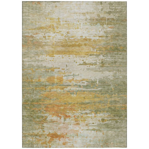 HomeRoots 8' X 10' Artichoke Green & Gold Abstract Washable Area Rug – Stylish, Durable for Indoor & Outdoor Use 629788