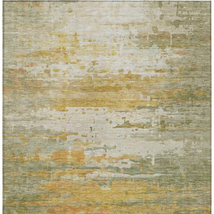 HomeRoots 10' Artichoke Green & Gold Abstract Washable Area Rug – Stylish, Durable, Indoor & Outdoor Versatile Carpet 629790