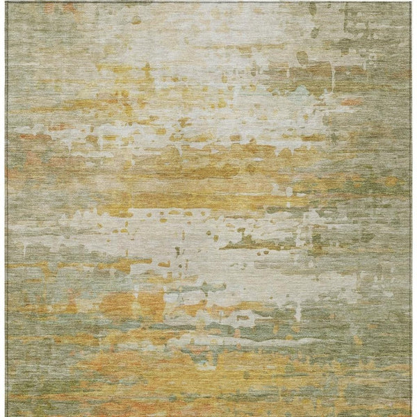 HomeRoots 10' Artichoke Green & Gold Abstract Washable Area Rug – Stylish, Durable, Indoor & Outdoor Versatile Carpet 629790