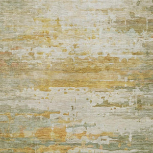 HomeRoots 10' Artichoke Green & Gold Abstract Washable Area Rug – Stylish, Durable, Indoor & Outdoor Versatile Carpet 629790