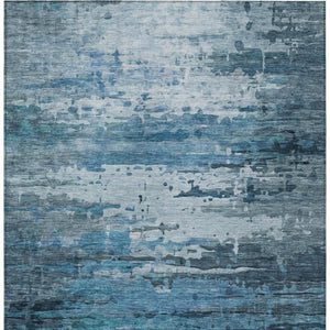 HomeRoots 5' X 8' Blue and Ivory Abstract Area Rug - Washable, Durable, Stylish for Indoor and Outdoor Spaces! 629792