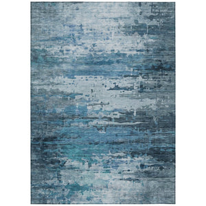 HomeRoots 5' X 8' Blue and Ivory Abstract Area Rug - Washable, Durable, Stylish for Indoor and Outdoor Spaces! 629792