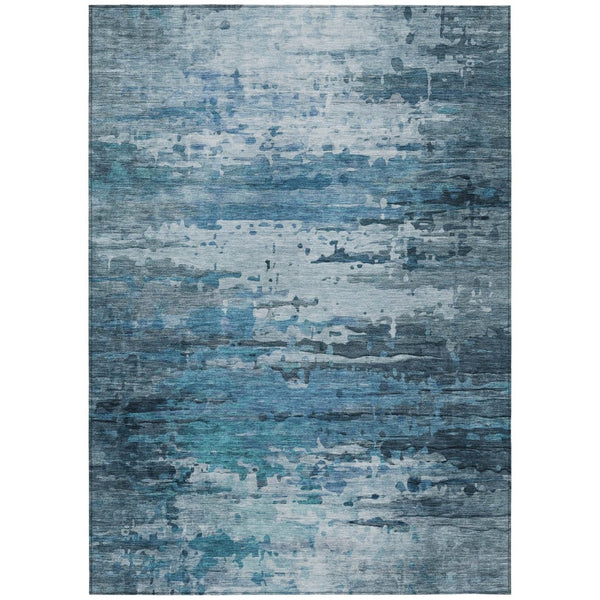 HomeRoots 5' X 8' Blue and Ivory Abstract Area Rug - Washable, Durable, Stylish for Indoor and Outdoor Spaces! 629792