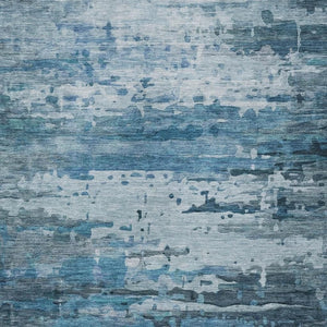 HomeRoots 5' X 8' Blue and Ivory Abstract Area Rug - Washable, Durable, Stylish for Indoor and Outdoor Spaces! 629792