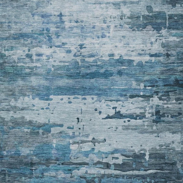 HomeRoots 5' X 8' Blue and Ivory Abstract Area Rug - Washable, Durable, Stylish for Indoor and Outdoor Spaces! 629792