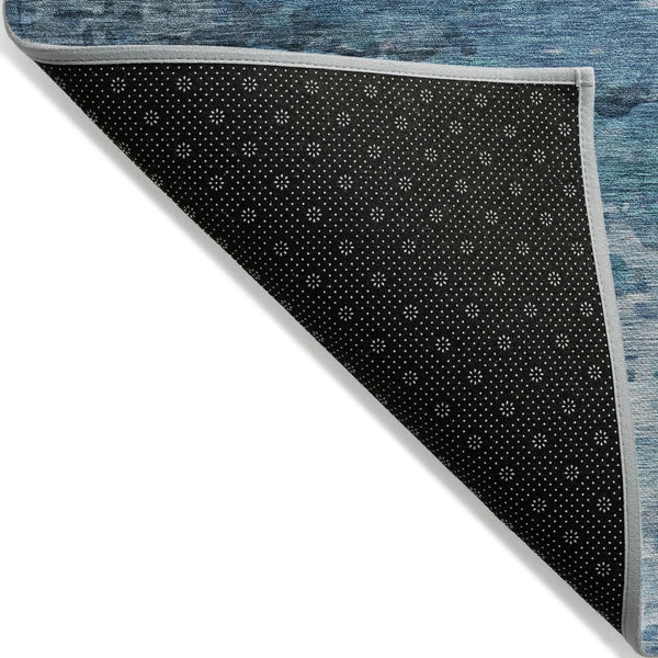 HomeRoots 8' Blue and Ivory Round Abstract Rug - Stylish, Washable, Durable for Indoor & Outdoor Spaces! 629793