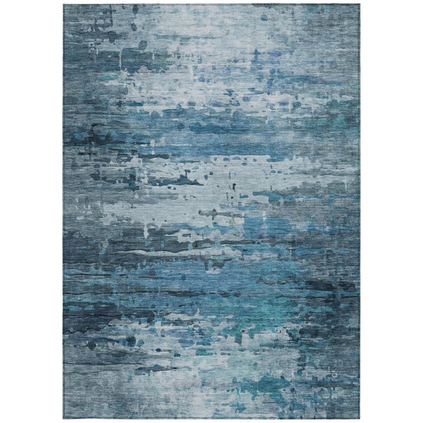 HomeRoots 8' Blue and Ivory Abstract Area Rug – Indoor/Outdoor, Washable, Durable Design for Modern Spaces 629794