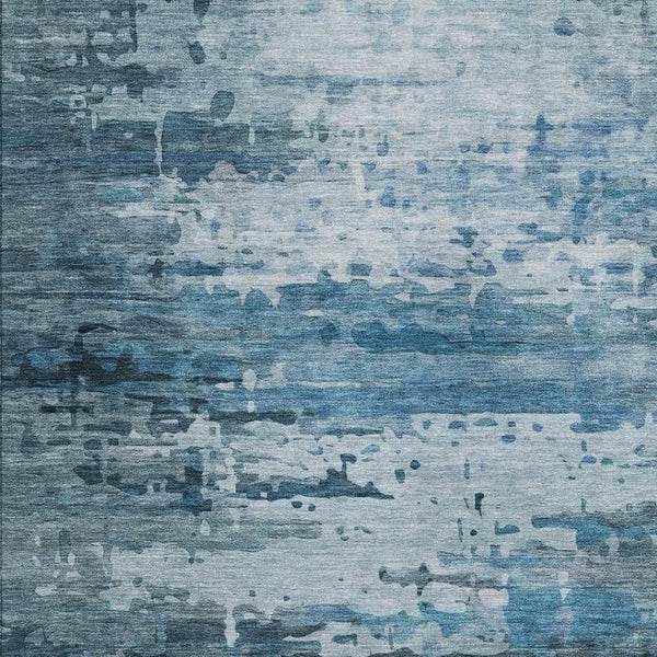 HomeRoots 8' Blue and Ivory Abstract Area Rug – Indoor/Outdoor, Washable, Durable Design for Modern Spaces 629794