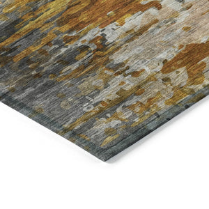 HomeRoots 8' Copper and Gray Round Abstract Rug - Durable, Washable, Stylish for Indoor & Outdoor Spaces 629799