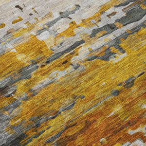 HomeRoots 8' Copper and Gray Round Abstract Rug - Durable, Washable, Stylish for Indoor & Outdoor Spaces 629799