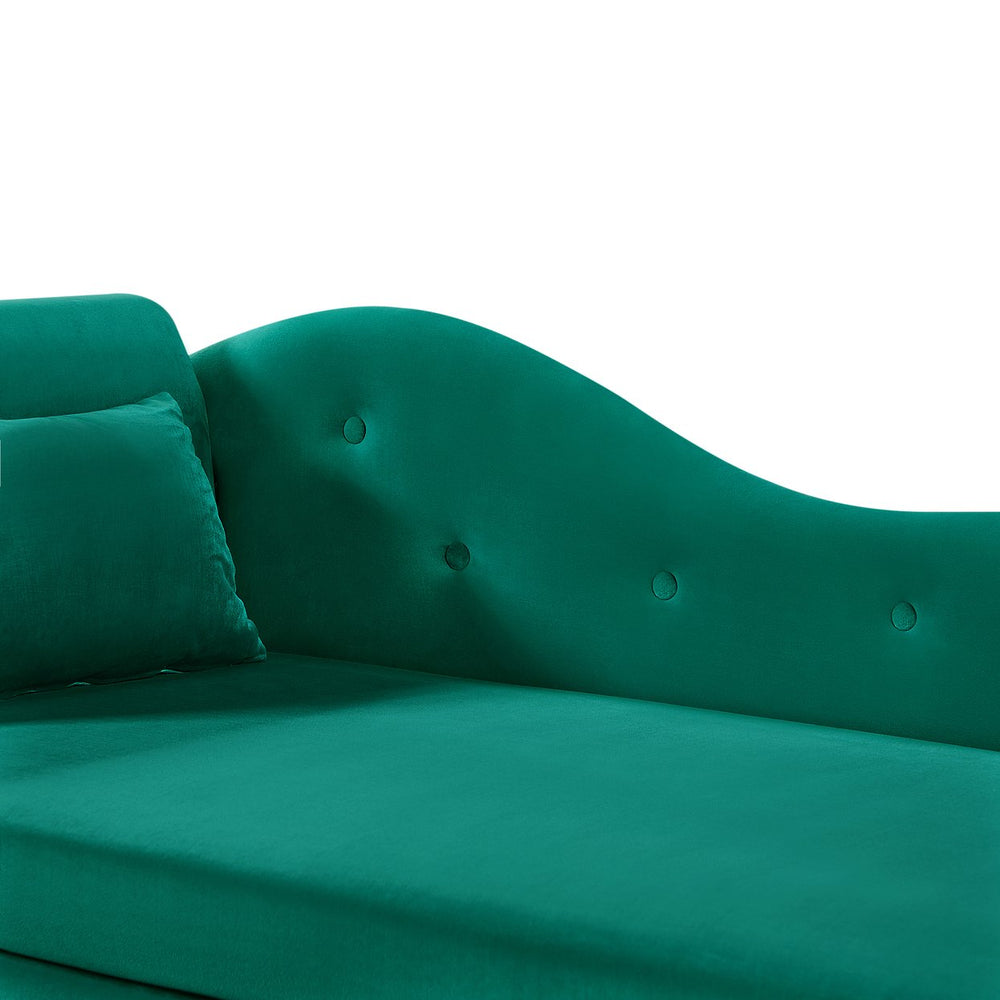 English Elm Aijia 60" Velvet Chaise Lounge With Storage, Button Tufted Design & Nailhead Trim - Green Elegance W1117P284896