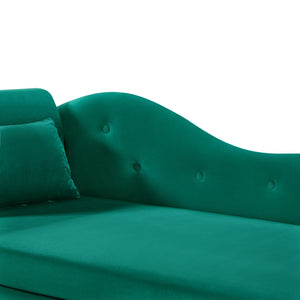 English Elm Aijia 60" Velvet Chaise Lounge With Storage, Button Tufted Design & Nailhead Trim - Green Elegance W1117P284896